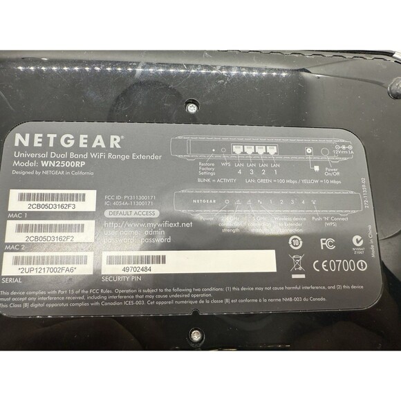 NETGEAR WN2500RP Universal Dual Band WiFi Range Extender 4-port Adapter Tested - Picture 8 of 8